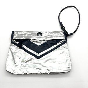 Tory Burch Sport Wristlet OS Silver Blue Stripe